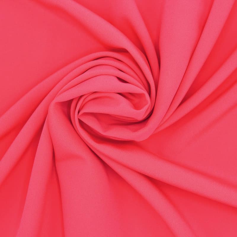 Polyester fabric type crêpe - plain coral