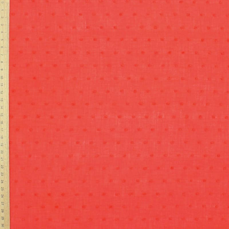 Cotton with embroidered dots - coral