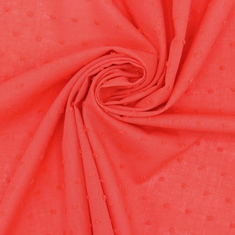 Tissu coton plumetis - corail