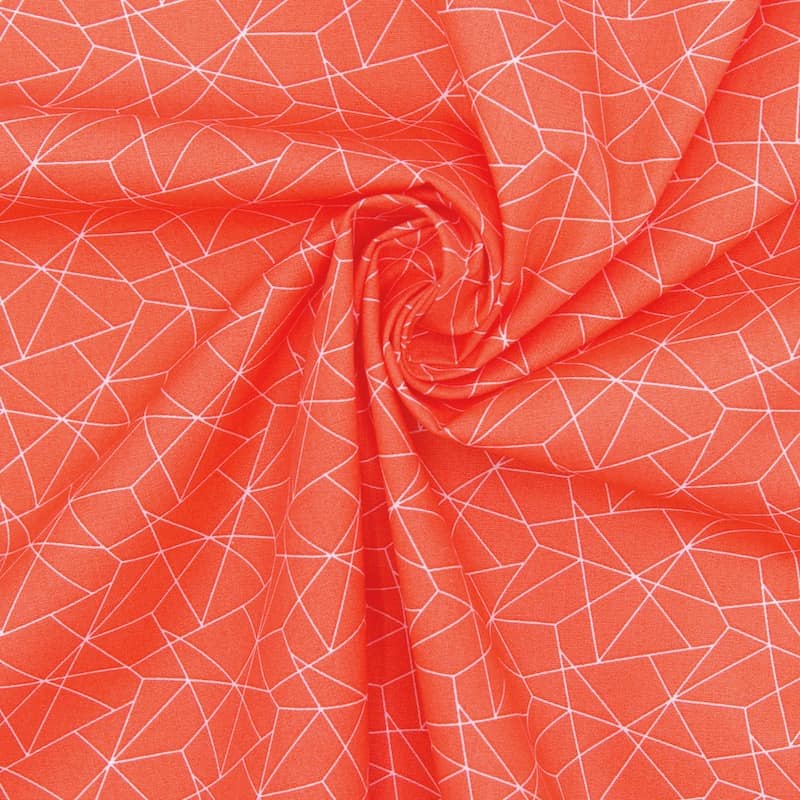 Cotton with geometric print - orange