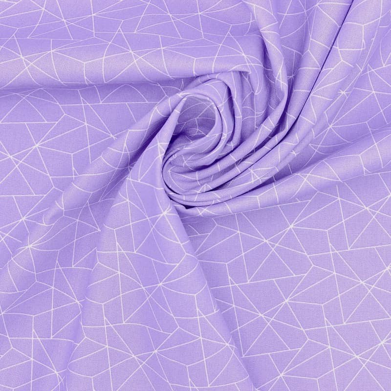 Cotton with geometric print - parme