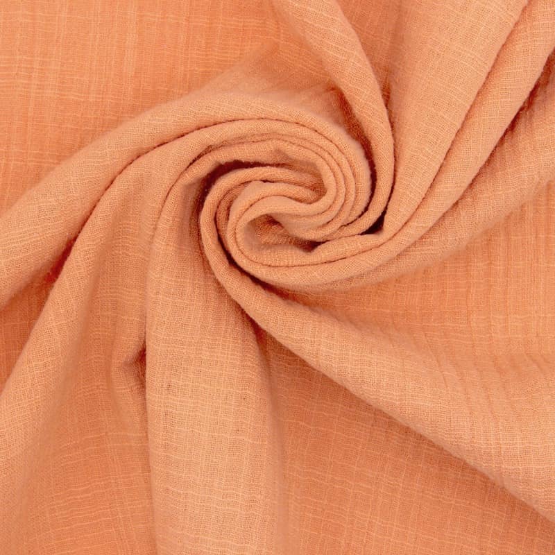 Double gauze fabric with linen effect - orange