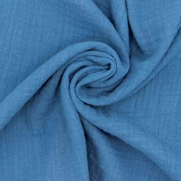 Double gauze fabric with linen effect - petroleum