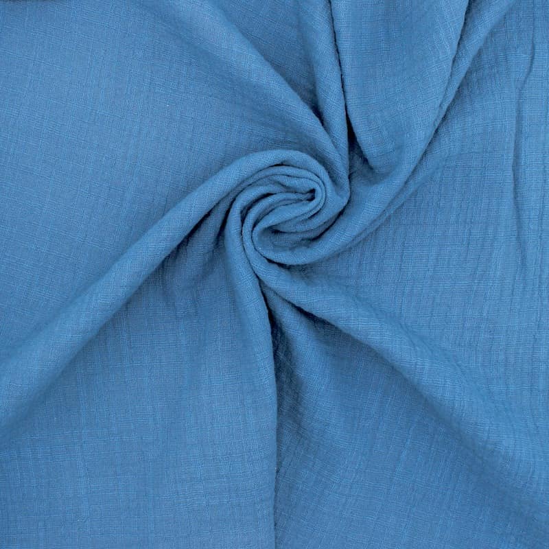 Double gauze fabric with linen effect - petroleum
