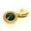 Golden button with emerald rhinestone