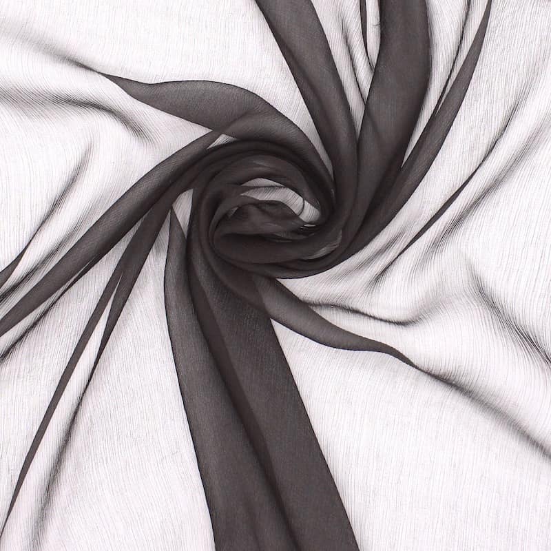 Muslin with crêpe aspect 100% silk - black