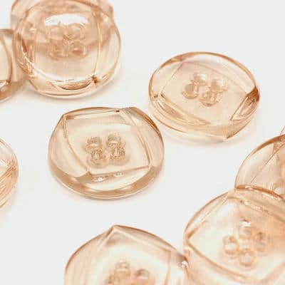 Round transparent resin button - pink