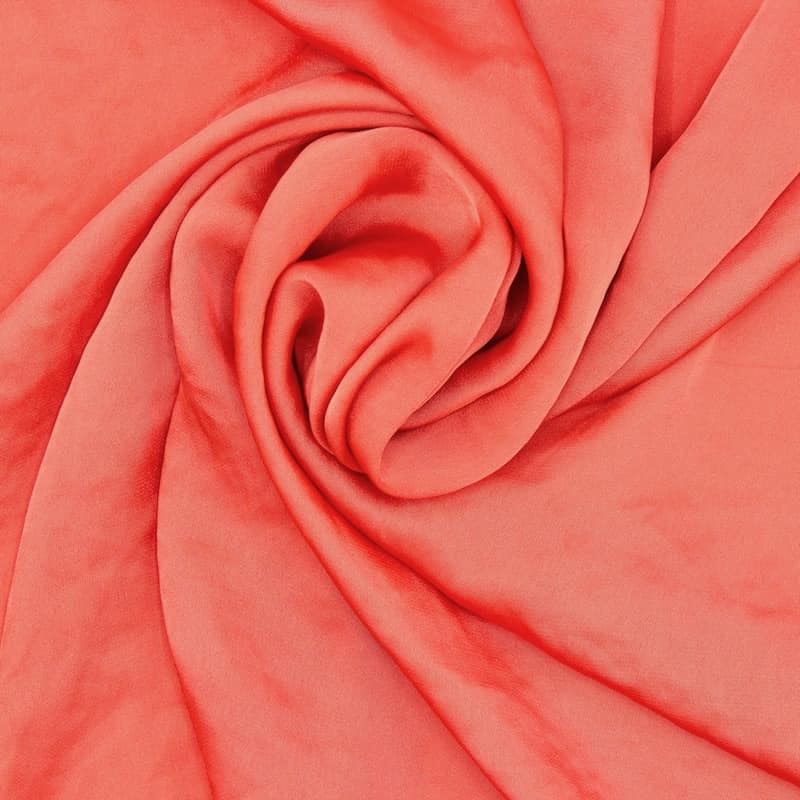 Satin fabric slightly crumpled effect - coral