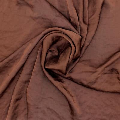 Satin fabric slightly crumpled effect - brown