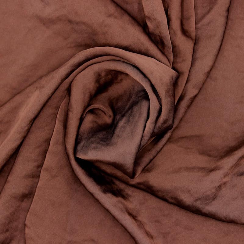 Satin fabric slightly crumpled effect - brown