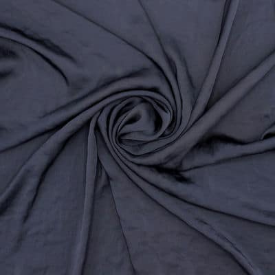 Satin fabric slightly crumpled effect - navy blue