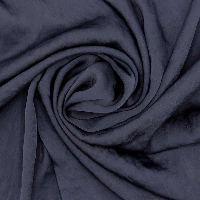 Satin fabric slightly crumpled effect - navy blue