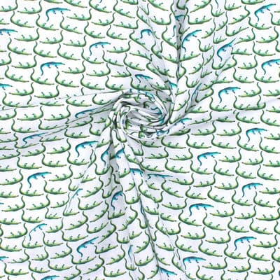 Cotton with alligators - white / green