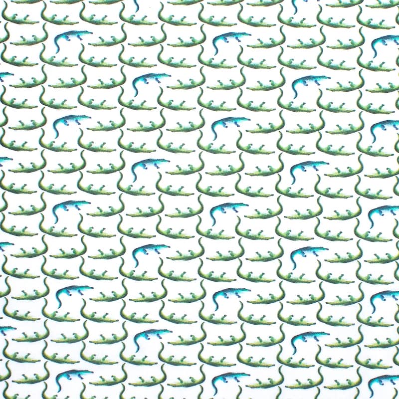 Tissu coton alligator - blanc/vert