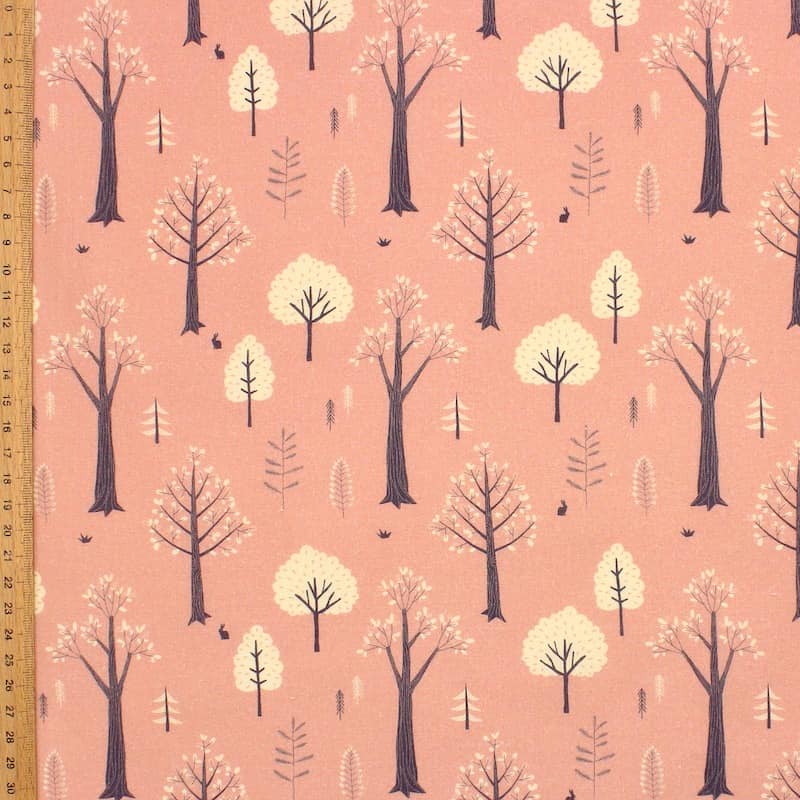 Cotton with trees - pink