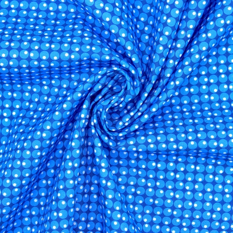 Tissu coton ronds et pois - bleu