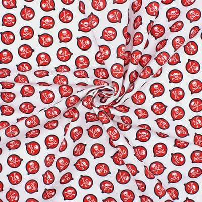 Cotton with skulls - red