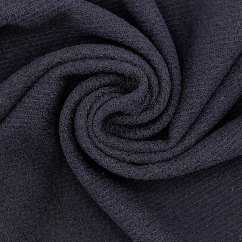 Tissu laine aspect gros sergé noir