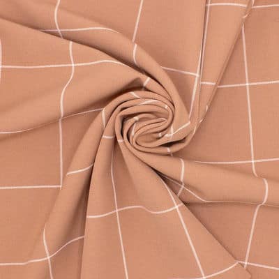 Checkerd extensible fabric - coffee with milk