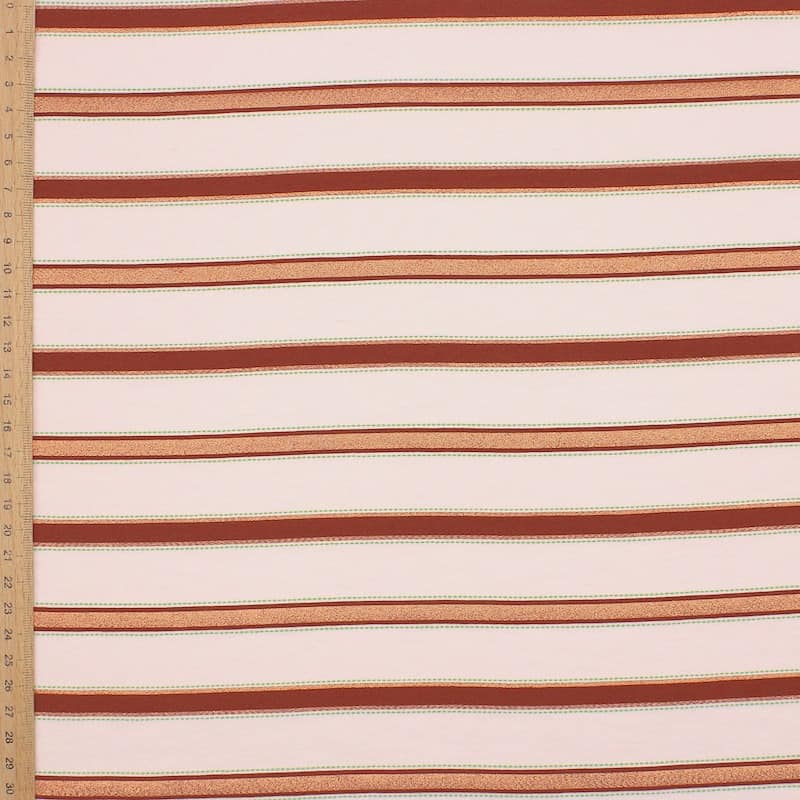 Striped fabric with copper fantasy thread