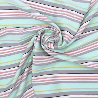 Striped viscose fabric - multicolored