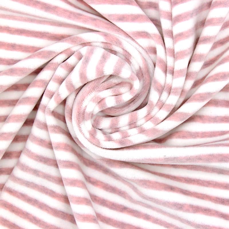 Tissu Nicki velours rayé rose chiné