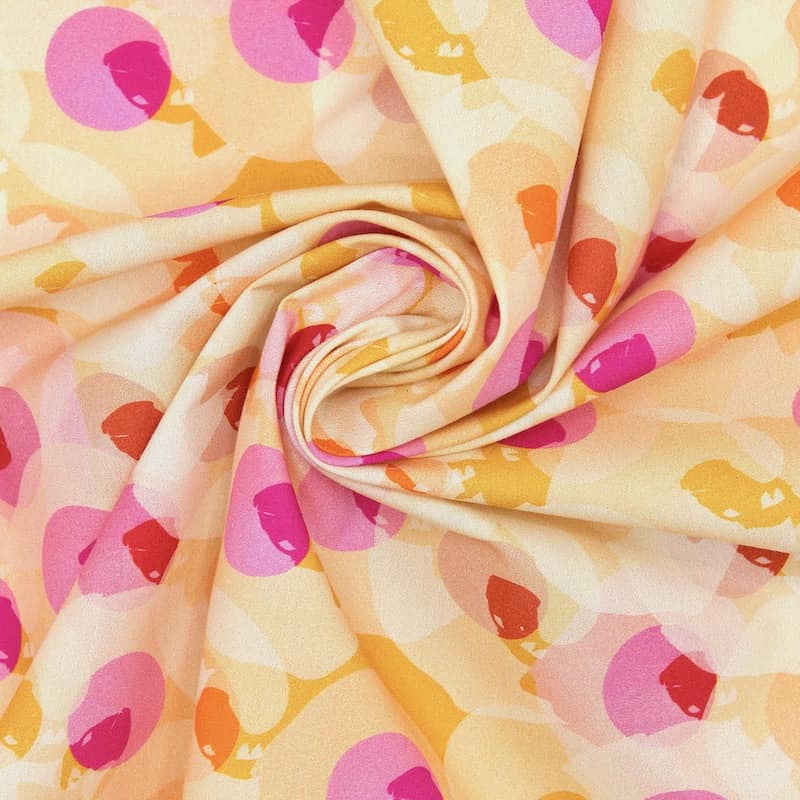 Cotton poplin with bubbles - mustard yellow and pink