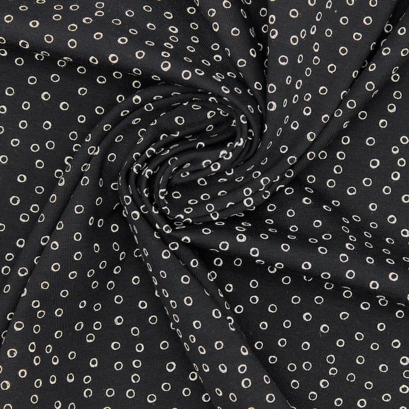 Jersey fabric with bubbles - black