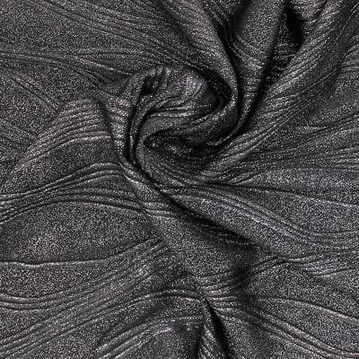 Jersey fabric with silver glitters - black