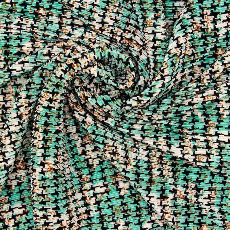 Tissu plissé polyester vert