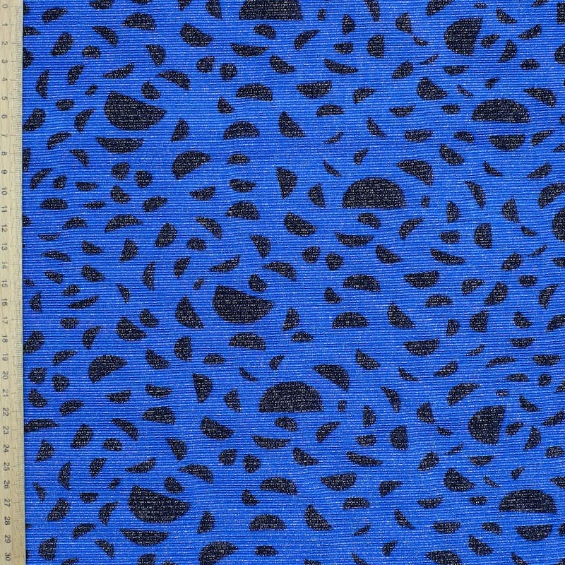 Plissé fabric with half moons - glitter blue