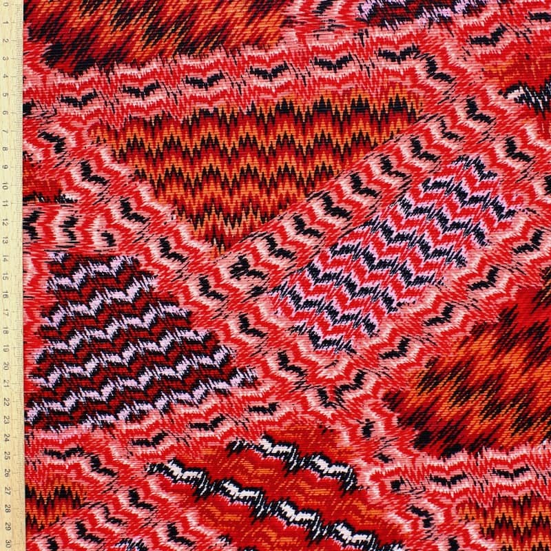 Plissé fabric in polyester - red