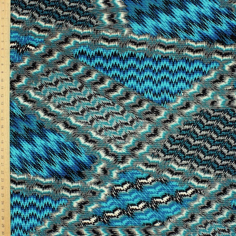 Tissu plissé polyester bleu