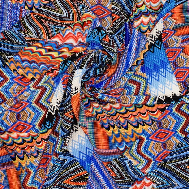 Plissé fabric in polyester - multicolored