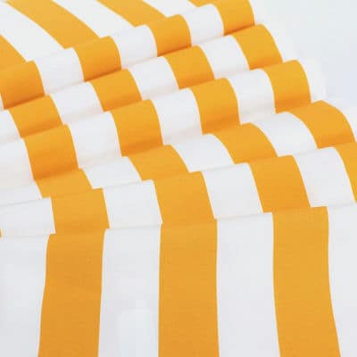 Striped deckchair fabric in dralon - ochre / white