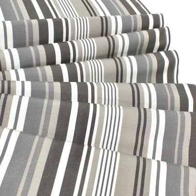 Striped deckchair fabric in dralon - grey