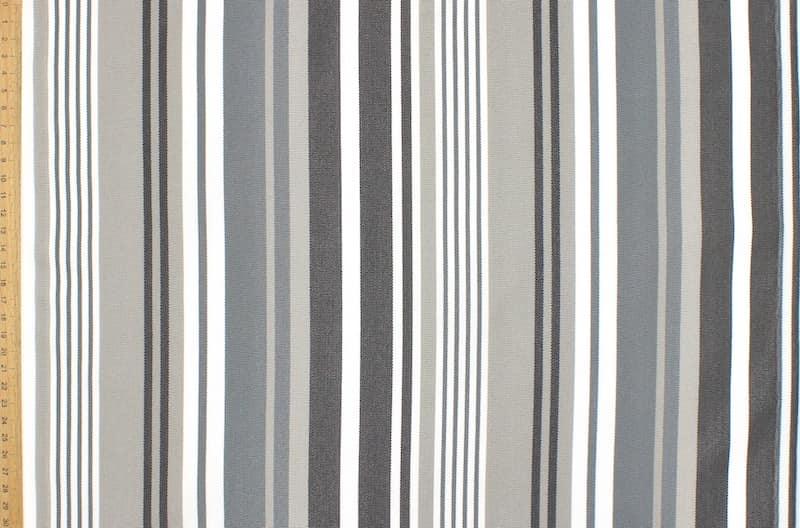 Striped deckchair fabric in dralon - grey