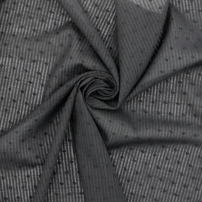 Tissu coton plumetis et rayures noir