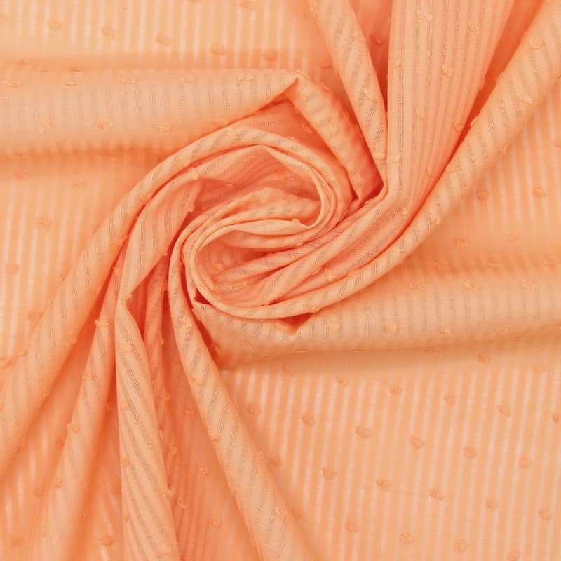 Tissu coton plumetis et rayures saumon