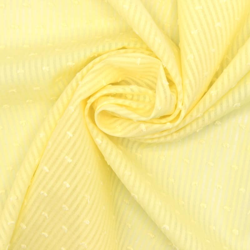 Tissu coton plumetis et rayures jaune 