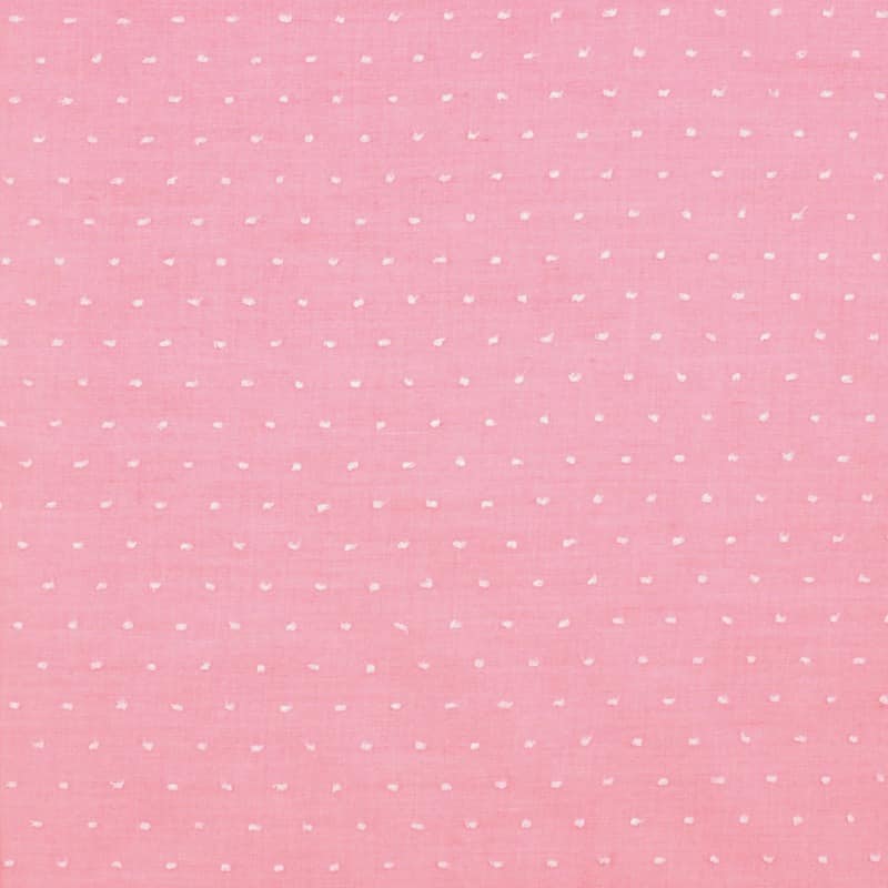 Cotton with  embroidered dots - pink