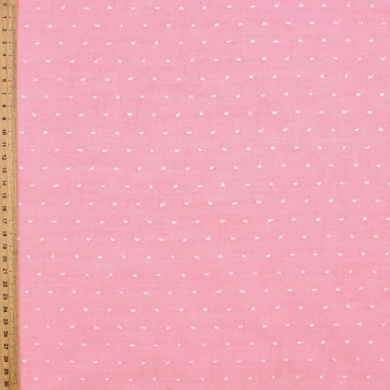 Cotton with  embroidered dots - pink