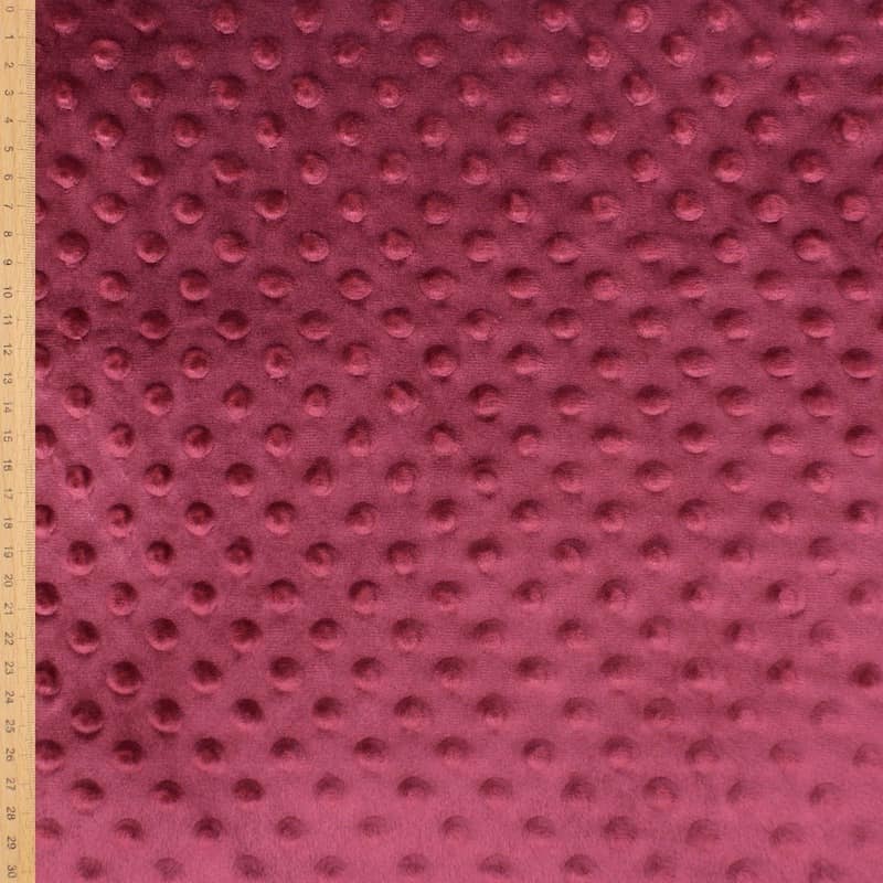 Minky velvet with dots in relief - wine red 