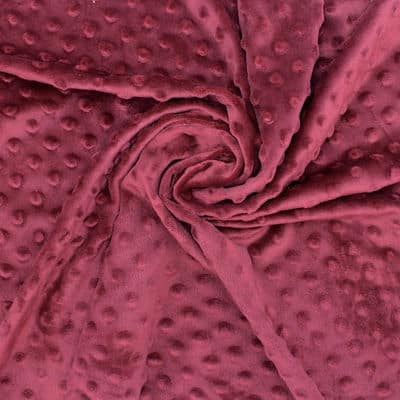 Minky velvet with dots in relief - wine red 