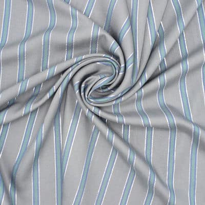 Viscose fabric with stripes and lurex - grey