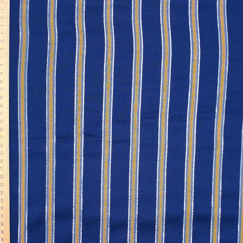 Viscose fabric with stripes and lurex - navy blue