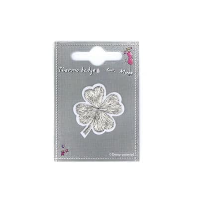 Iron-on patch silver clover
