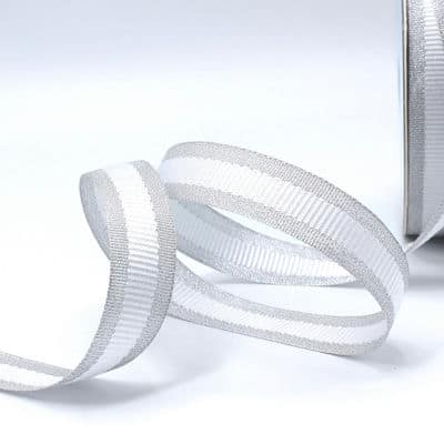Silver braid trim with white stripe
