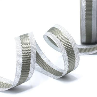Silver braid trim with grey stripe