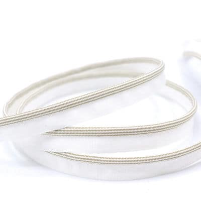 Striped piping cord - white and beige